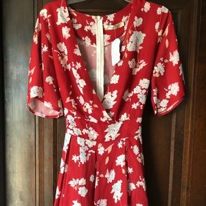 Red Floral Romper